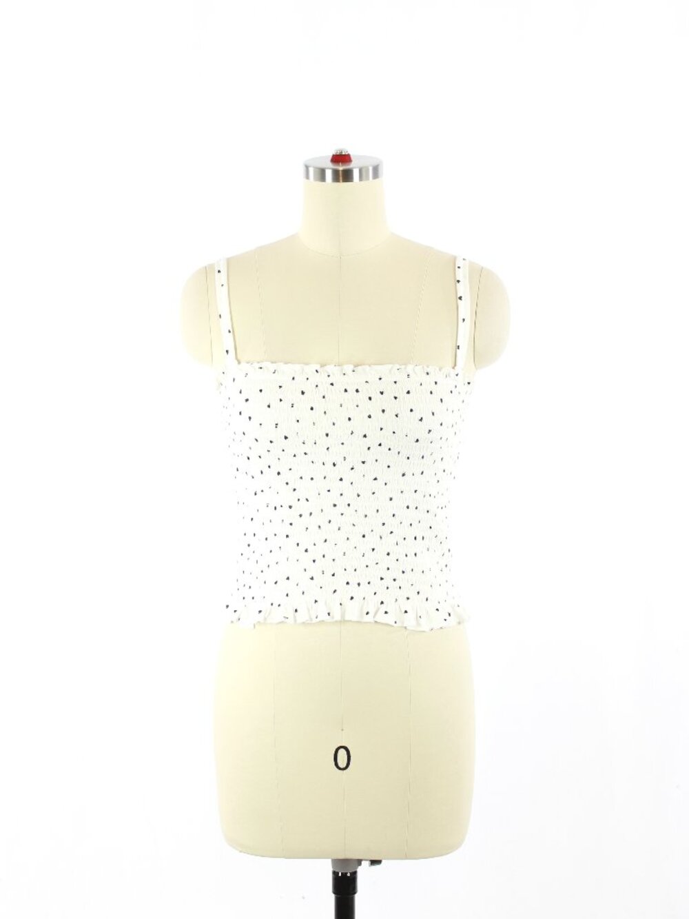 Aritzia SUNDAY BEST White Heart Print Cotton Jersey Shirred Tube Tank, Size S